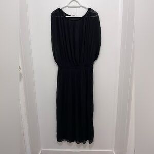 Bordeaux Anthro Sheer Pleated Dress